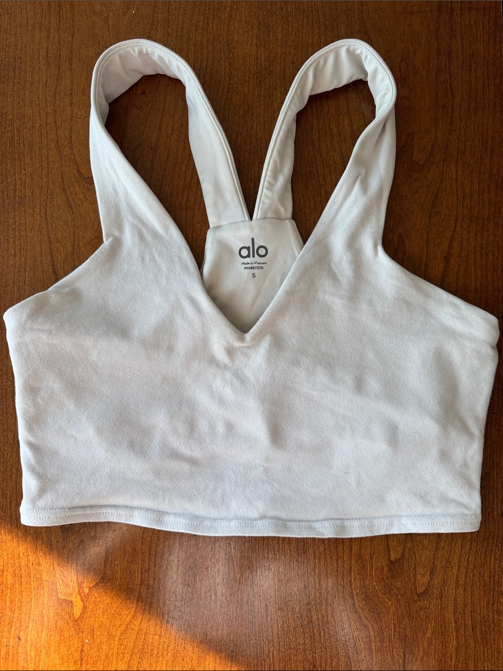 ALO Yoga White V-Neck Sports Bra